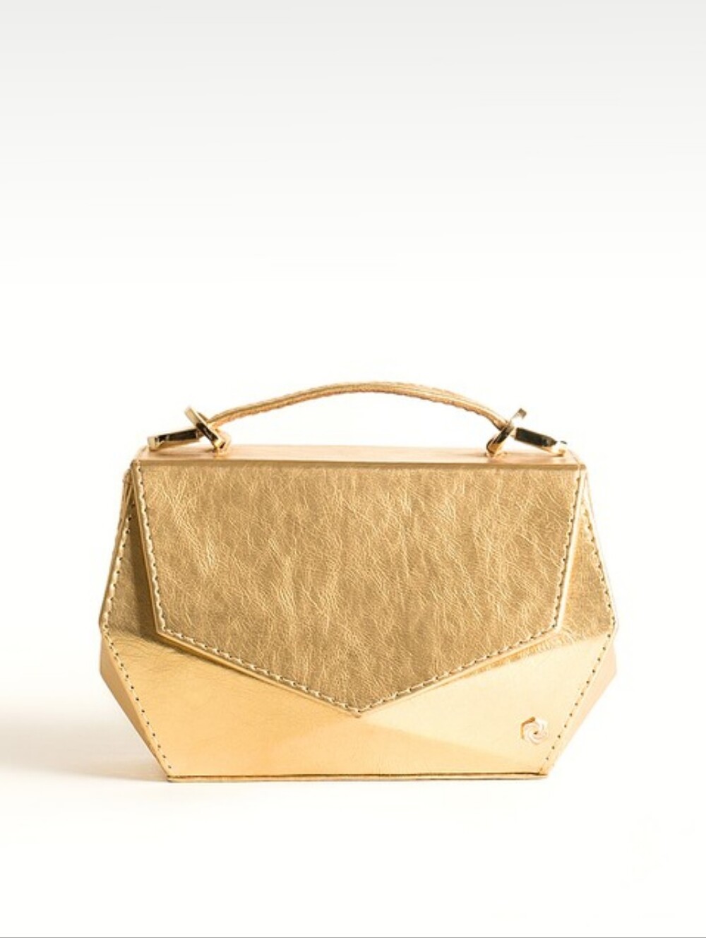 Elegant Gold Geometric Top-Handle Women’s Bag